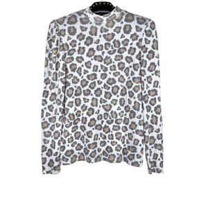 No Frills Ivory Animal Print Sweater Medium
